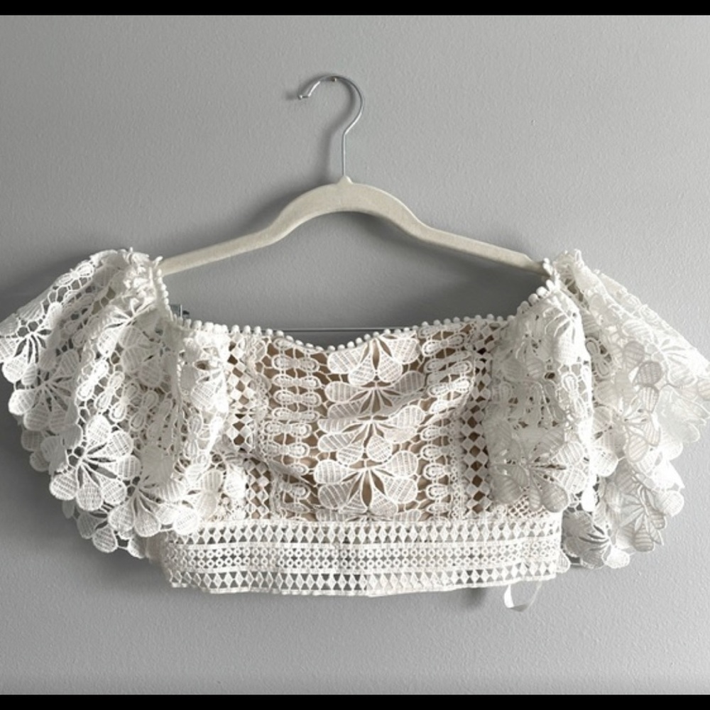 Tallukah Off-Shoulder Crochet Crop Top from Selfie Leslie